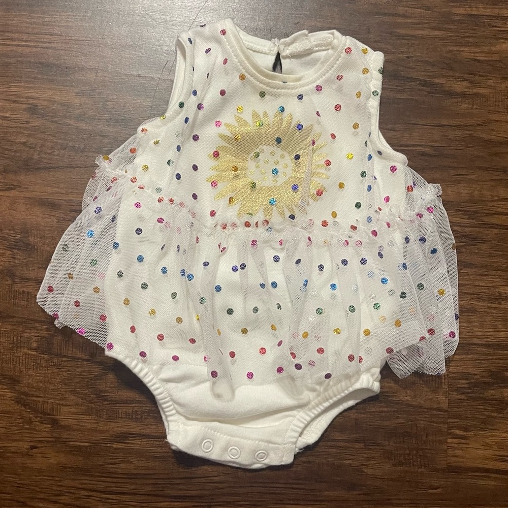 Onesie with tulle overlay
